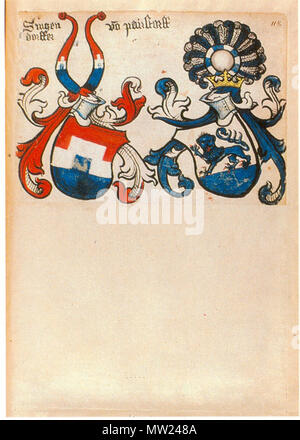 . Ingeram-Codex der ehemaligen Bibliothek Cotta aufgeklebtes Halbblatt Singen/dorffer vo (n) pairstorff 668 Ingeram Codex 118 Stockfoto