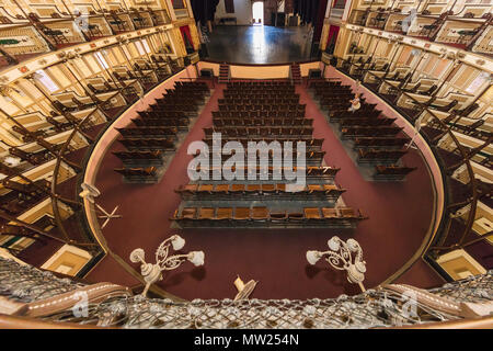 Innenansicht des Teatro TomaÌs Terry, Tomas Terry Theater, im Jahre 1890 in der Stadt Cienfuegos, Kuba eröffnet. Stockfoto