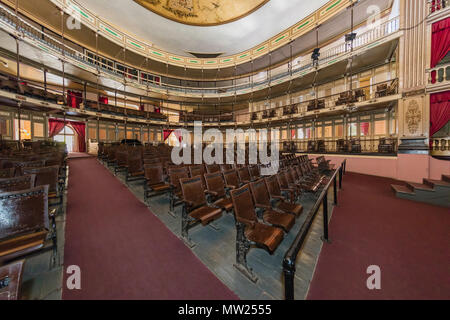 Innenansicht des Teatro TomaÌs Terry, Tomas Terry Theater, im Jahre 1890 in der Stadt Cienfuegos, Kuba eröffnet. Stockfoto