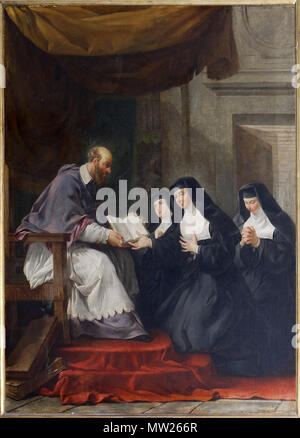 536 Saint François de Sales à Sainte donnant Jeanne de Chantal la règle de l'ordre de la Visitation Noël Hallé Stockfoto
