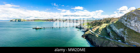 Luftaufnahme von Llandudno mit Pier in Wales, Vereinigtes Königreich. Stockfoto