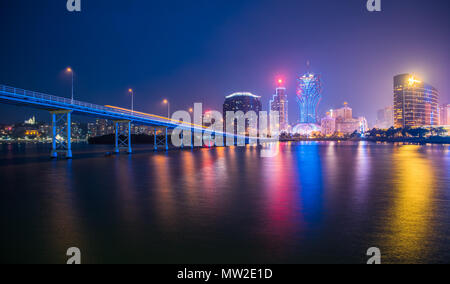Macau City Skyline bei Nacht Stockfoto