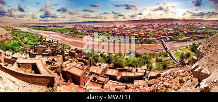 Sehenswürdigkeiten die malerische Landschaft Marrakesch. Sunset Landschaft. Abenteuer Reisen. Afrika Abenteuer Reisen. Stockfoto