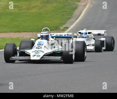Markieren Hazell, Williams FW 07B, Meister der Historischen FIA-Formel-1-Weltmeisterschaft, Meister Historisches Festival, Brands Hatch, Mai 2018. Brands Hatch, classic c Stockfoto