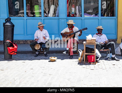 Straßenmusikanten in Alt-Havanna, Kuba Stockfoto