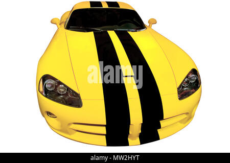 Eine gelbe Dodge Viper Super Bee edition. Auf einem weißen Hintergrund. Beschneidungspfad enthalten. mehr Fotos in meiner Galerie. Stockfoto