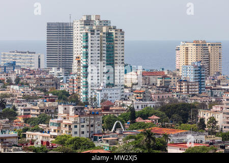 Stadtbild Blick nach Osten der Stadt Havanna, vom Dach des Hotel Nacional in Vedado, Kuba genommen. Stockfoto