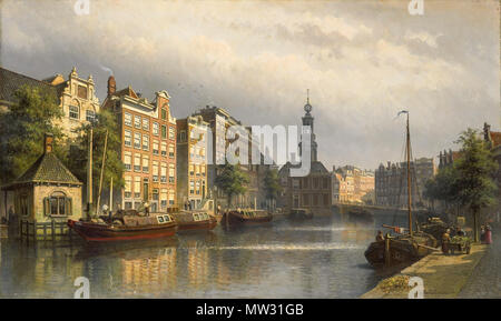 . Nederlands: Het Singel te Amsterdam naar de Munt gezien. 1884-1886 Öl auf Leinwand. 47 × 76 cm (18.5 x 29.9 in.). Amsterdam, Rijksmuseum Amsterdam. Oktober 1886 erworben. . Zwischen 1884 und 1886. Eduard Alexander Hilverdink 599 Die Singel, Amsterdam, auf der Suche nach Mint von Eduard Alexander Hilverdink Rijksmuseum Amsterdam SK-A-1329 Stockfoto