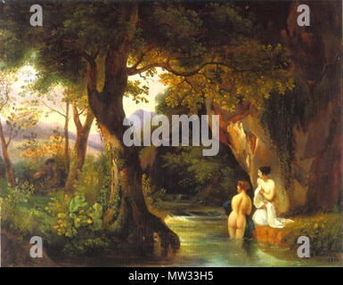 . Español: Ninfas con Fauno, pintura Romantica. 14. April 2010 José Manuel Ramirez Rosales 446 Ninfas con Fauno Stockfoto