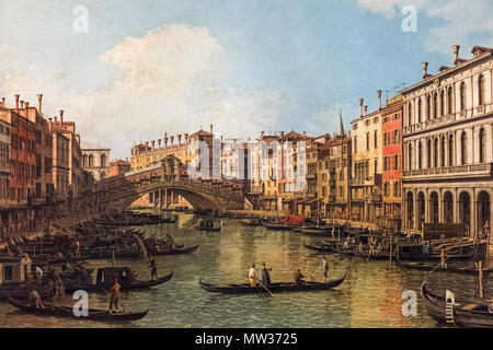 England, London, Hertford House, die Wallace Collection, Malerei auf die Rialtobrücke in Venedig von Canaletto Stockfoto