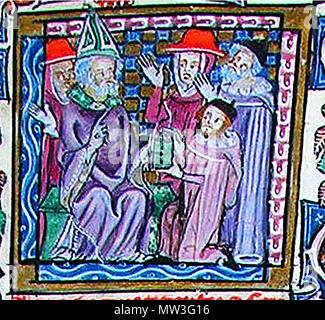 90 Bonifatius VIII. recevant les Décrétale commentées par Johannes Monachus Stockfoto