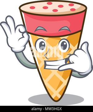 Rufen Sie mich an Eis Ton Maskottchen Karikatur Stock Vektor