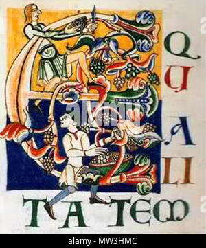 548 Scriptorium de Cîteaux de la Trinité ms 141 F° 75 Stockfoto