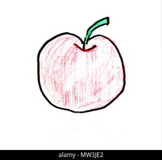 Red Apple Zeichnung, Bildung Thema, Bild einer Stockfoto