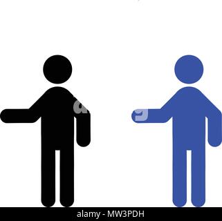 Mann mit der ausgestreckten Hand Symbol auf weißem Hintergrund Stock Vektor