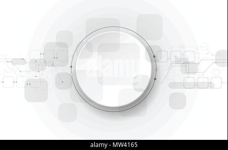 Vector Illustration abstrakte, futuristisch, Platine auf hellgrauen Hintergrund, modernen hi-tech digitale Technologie Konzept. Leeres weißes Papier 3d-Circ. Stock Vektor