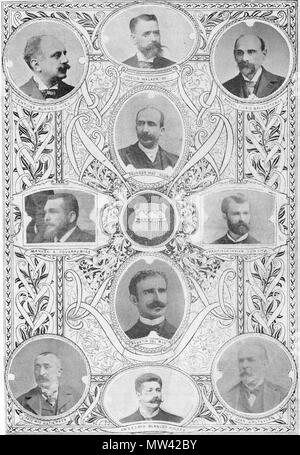 . Español: Parlamentaria Representación del Departamento de Santiago de Chile.jpg. 1. April 1900. Instantáneas: semanario Festivo, Literario, Artístico y de actualidades. Santiago: [s. n.], 1900 (Santiago: Impr. Barcelona) 32 Nr., n° 1 517 Representacion Parlamentaria del Departamento de Santiago de Chile Stockfoto