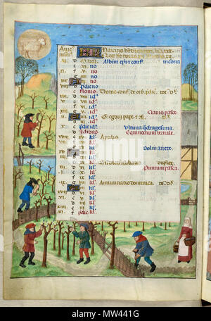 . Englisch: British Library blog Siehe Monat in 2011 für Details bitte auf das Bild. 18. November 2010. Ein unbekannter Künstler, 1480 s 26 zusätzlichen 18851, w. 2 v Kalender Seite für März Stockfoto