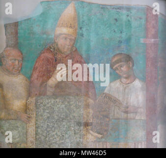 . Deutsch: Das Foto zeigt ein mittelalterliches Fresko von Papst Bonifatius VIII. Es stammt aus dem alten Lateranspalast und befindet sich heute in der Lateransbasilika. Gemalt wurde dieses Bild von Giotto di Bondone in den Jahren 1298 bis 1300. Foto:. Diese Datei fehlt, Informationen zum Autor. 90 Bonifacius VIII - Fresko im Lateran Stockfoto