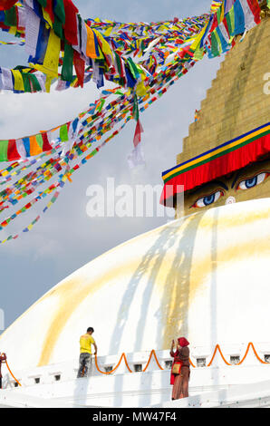 Boudhanath Stupa und Tempel, Kathmandu, Nepal Stockfoto