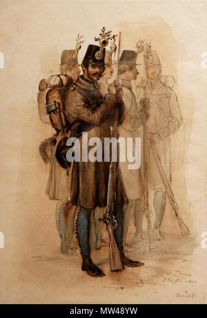 437 Napoléon III et l'Italie - Auguste-Denis Raffet - Cinq soldats hongrois - 1849 - 001 Stockfoto