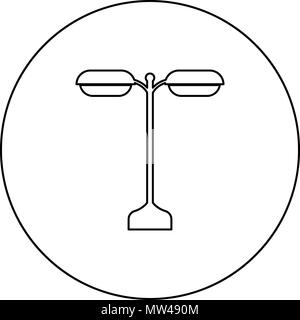 Street Light oder Lampe schwarz Symbol in Kreislinie vector ich isoliert Stock Vektor