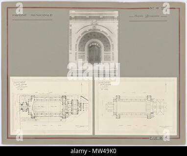 . Français: piscine municipale Saint-Georges, Rennes. Français: piscine municipale Saint-Georges: planche d'Emmanuel Le Ray, architecte Municipal de Rennes, Composée d'une / noir et Blanc de l'entrée principale (22 x 17 cm) et de deux Pläne (rez-de-chaussée et Tribünen), à l'Échelle 1/100 (28,5 x 20 cm). Archives Municipales de Rennes, 10 FI 12. . 1926. Emmanuel Le Ray (1859 - 1936) Beschreibung der französische Architekt Geburtsdatum / Tod 17. November 1859 28. November 1936 Ort der Geburt / Todes Rennes Rennes Authority control: Q 3052762 VIAF: 73530168 ISNI: 0000 0001 1833 471 X Stockfoto