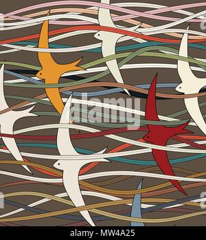 Editable vector Abbildung: fliegende Fische oder Swifts Stock Vektor