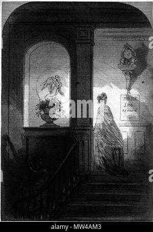 . Englisch: Shadow Phiz (HABLOT K. Browne) 1853 Radierung 5 3/8 x 4 Zoll auf einer Seite von 8 7/16 x 5 Zoll mit Blick auf S. 512 (Ch. 53, "Track") von Dickens Bleak House. 6 Februar 2012, 15:21:32. Hablot Knight Browne (Phiz) 20 ein flüchtiger Schatten Stockfoto