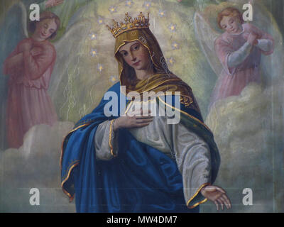 . Français: Elsass, Bas-Rhin, Église St Kilian de Dingsheim herum (IA 67005517). Tableau "Vierge Marie" (S. ORTICARI, huile sur toile, 267 x 140, 1927): Dieses Objekt befindet sich in der Basis Palissy, Datenbank der Französische Möbel Erbe des französischen Kulturministeriums indiziert, unter der Referenz IM 67009467. Brezhoneg | Deutsch | English | Español | English | Deutsch | Français | Magyar | Italiano | Plattdüütsch | Português | +/-. 9. August 2012. © Ralph Hammann - Wikimedia Commons 163 Dingsheim herum StKilian 25. Stockfoto