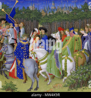 230 Frères Limbourg - Très Riches Heures du Duc de Berry-mois de Mai-Google Kunst Projekt 7/8 Stockfoto