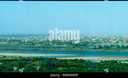 Antenne Panoramablick nach Khartum und Omdurman und Zusammenfluss des Blauen und Weißen Nils, Sudan Stockfoto