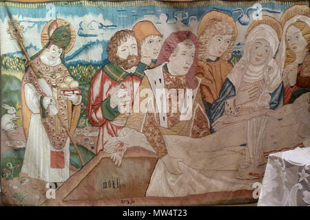 . Français: Tapisserie dite "mise au tombeau" à Saint-Jean-Saverne. zweiten Viertel des 16. Jahrhunderts - 1540. Paralacre 587 Tapisserie" mise au tombeau", 01. Stockfoto