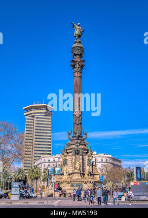 Spanien, Barcelona, Cristobal Kolumbus Monument Stockfoto