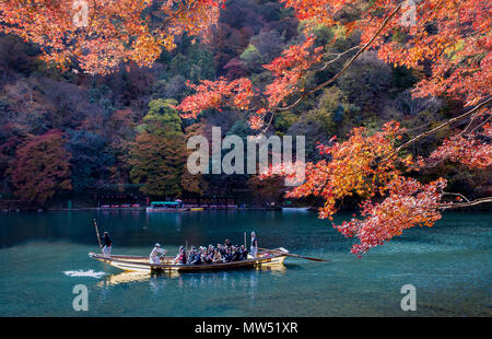 Japan, Kyoto City, Arashi Yama, Blätter im Herbst Stockfoto