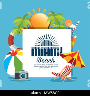 Miami Beach Sommer Symbole Stock Vektor