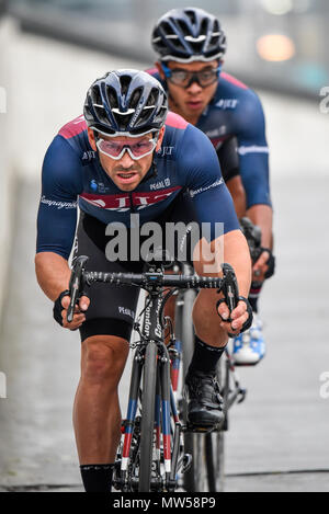 Graham Briggs von JLT Condor racing in der Elite der Männer 2018 OVO Energy Tour Serie Radrennen im Wembley, London, UK. Runde 7 Bike Race. Stockfoto