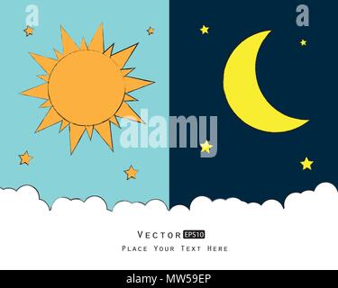 Tag und Nacht lange Schatten flach, Vektor Symbole Stock Vektor