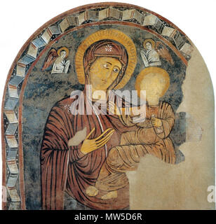 . Englisch: Enrico di Tedice. Madonna col Bambino e aufgrund Angeli (affresco staccato), Meta del XIII secolo, Pisa, Museo Nazionale di San Matteo. 19 Februar 2016, 19:00:58. Anonym 190 Enrico di Tedice. Madonna col Bambino e aufgrund Angeli (affresco staccato), Meta del XIII secolo, Pisa, Museo Nazionale di San Matteo Stockfoto