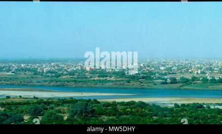 Antenne Panoramablick nach Khartum und Omdurman und Zusammenfluss des Blauen und Weißen Nils, Sudan Stockfoto