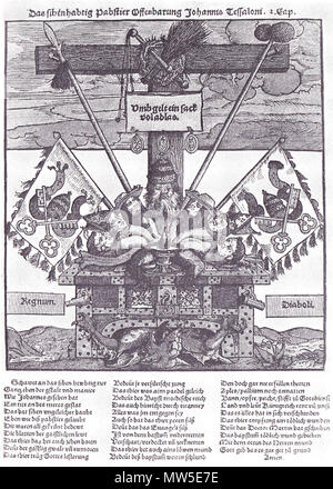 . Englisch: Die sieben vorangegangen Papst Tier. 16 GEBRAUCHSINFORMATION. 16. Jahrhundert. Unbekannt 599 Die sieben vorangegangen Papst Biest Stockfoto