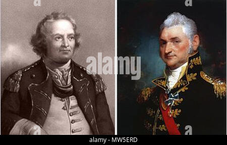 . Englisch: zusammengesetzte Bild von Israel Putnam und Henry Dearborn von zwei bestehenden Image Dateien übernommen. 1 Mai 2016, 11:18:59. Gilbert Stewart 506 Putnam-Dearborn Stockfoto