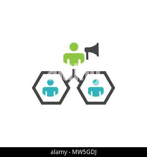 Sprecher icon-person im Marketing position Netzwerke und koordiniert mit anderen Stock Vektor