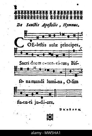 . Englisch: Hymne von Etienne Drouaux auf eine neo-lateinische Gedicht von Jean Santeul, 1698. 23 Oktober 2016, 19:03:52. Drouaux, Etienne 171 Drouaux Hymne 1698 Stockfoto