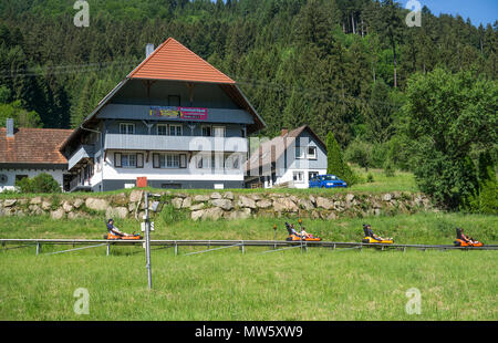 Sommerrodelbahn in Gutach, Schwarzwald, Baden-Württemberg, Deutschland, Europa | Chemische Rodelbahn am Dorf Gutach, Schwarzwald, Baden-Wuerttem Stockfoto