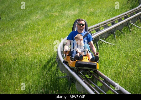 Sommerrodelbahn in Gutach, Schwarzwald, Baden-Württemberg, Deutschland, Europa | Chemische Rodelbahn am Dorf Gutach, Schwarzwald, Baden-Wuerttem Stockfoto