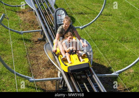 Sommerrodelbahn in Gutach, Schwarzwald, Baden-Württemberg, Deutschland, Europa | Chemische Rodelbahn am Dorf Gutach, Schwarzwald, Baden-Wuerttem Stockfoto