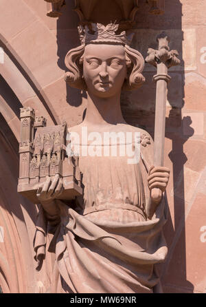 Basel, Münster (Basler Münster), Westfassade, Kaiser Heinrich II., um 1280/1285 Stockfoto