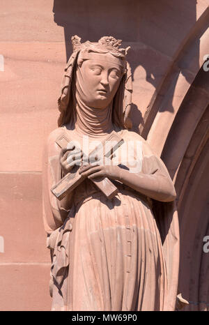 Basel, Münster (Basler Münster), Westfassade, Kaiserin Kunigunde, um 1280/1285 Stockfoto