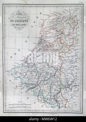 . Carte des Royaumes de Belgique et de Hollande 1835. Englisch: Dieses ist ein wunderschönes 1835 Handcolorierte Karte von Belgien und Holland. Auch Luxemburg. Der Text ist auf französisch. . 1835 7 1835 Malte-Brun Karte von Belgien und Holland oder den Niederlanden - Geographicus-Holland-MB-1941 Stockfoto